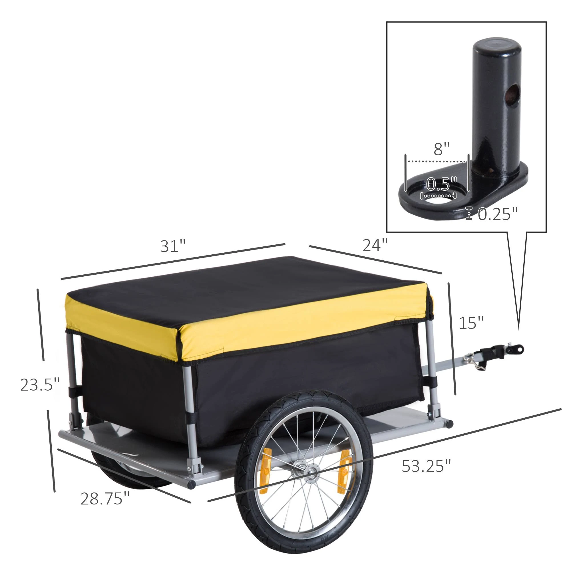 Aosom Elite Bike Cargo / Luggage Trailer  C Yellow / Black