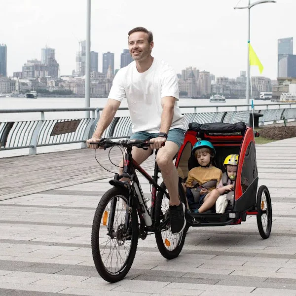 3-in-1 Folding Child Bike Trailer Jogging & Baby Stroller with Shock