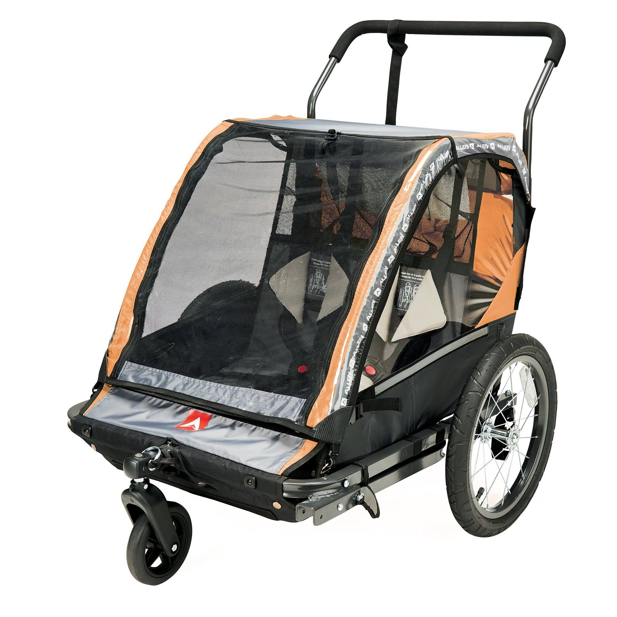 Allen Sports 2-Child Bicycle Trailer and Stroller, Model AS2, Orange