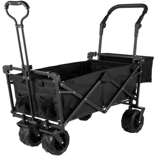 Vevor Folding Wagon Cart, Collapsible Folding Garden Cart w/ Shade Beach Utility