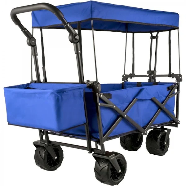 Vevor Folding Wagon Cart, Collapsible Folding Garden Cart w/ Canopy