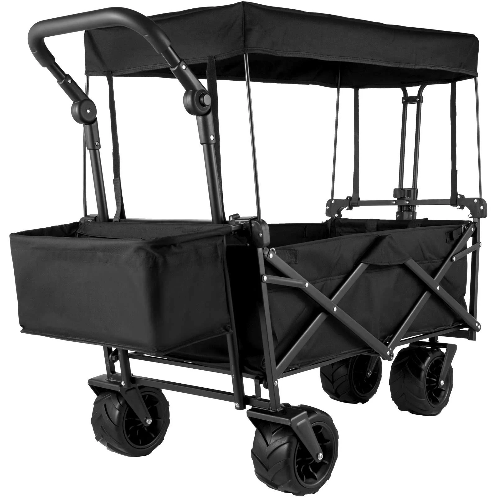Happbuy Extra Large Collapsible Garden Cart/Wagon with Removable Canopy 702459
