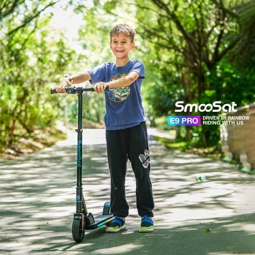 SmooSat E9 Pro Electric Scooter for Kids, Colorful Rainbow Lights, LED Display, Adjustable Speed and Height, Foldable and Lightweight Electric