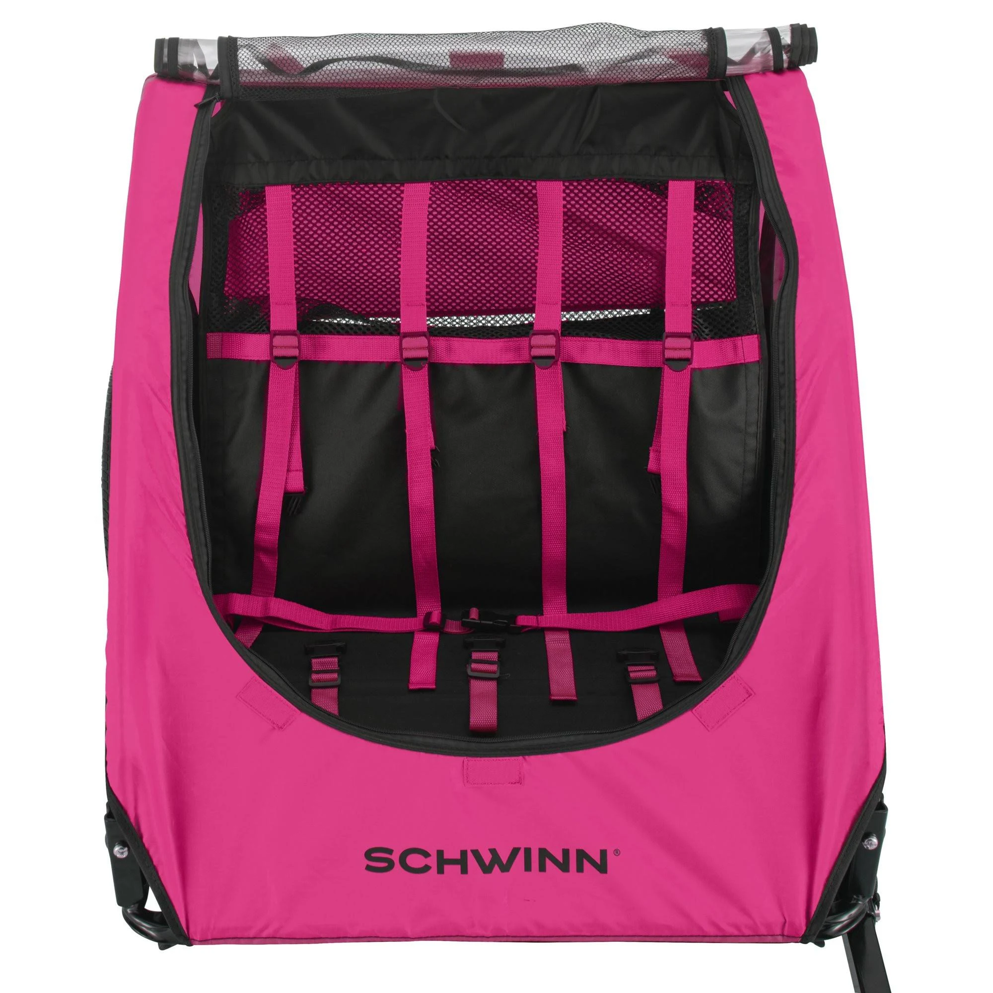 Schwinn Shuttle Foldable Bike Trailer, 2 Passengers, Pink / Black