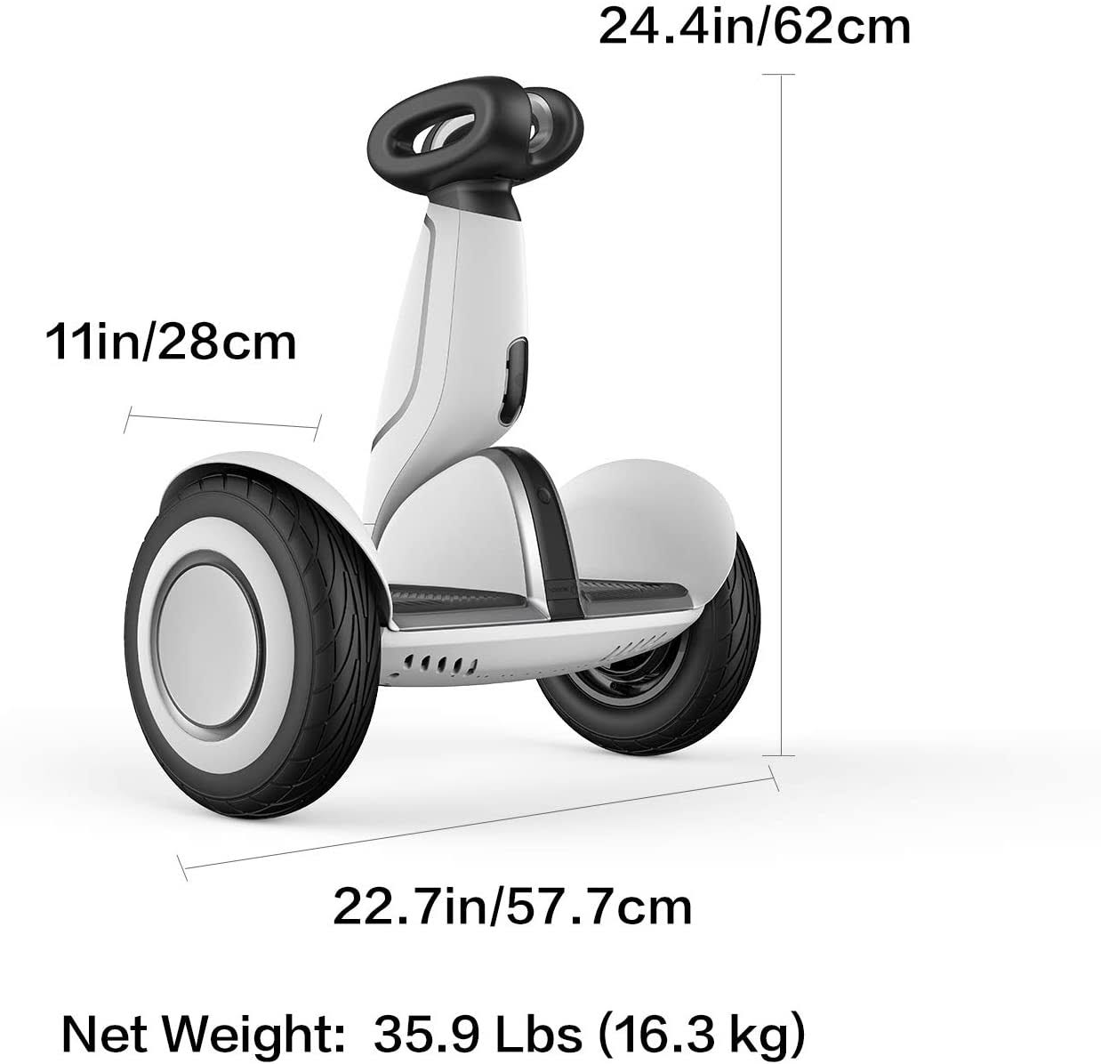 Ninebot S-Plus Smart Self-Balancing Electric Scooter with Intelligent Lighting and Battery System, Remote Control and Auto-Following Mode, White