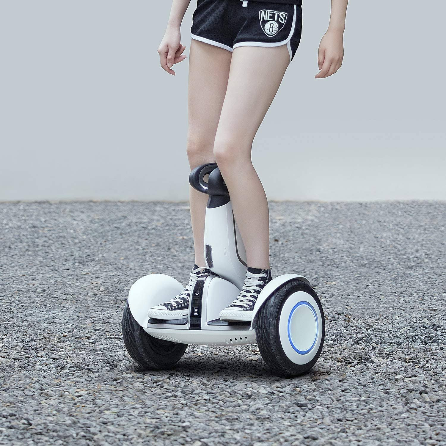 Ninebot S-Plus Smart Self-Balancing Electric Scooter with Intelligent Lighting and Battery System, Remote Control and Auto-Following Mode, White