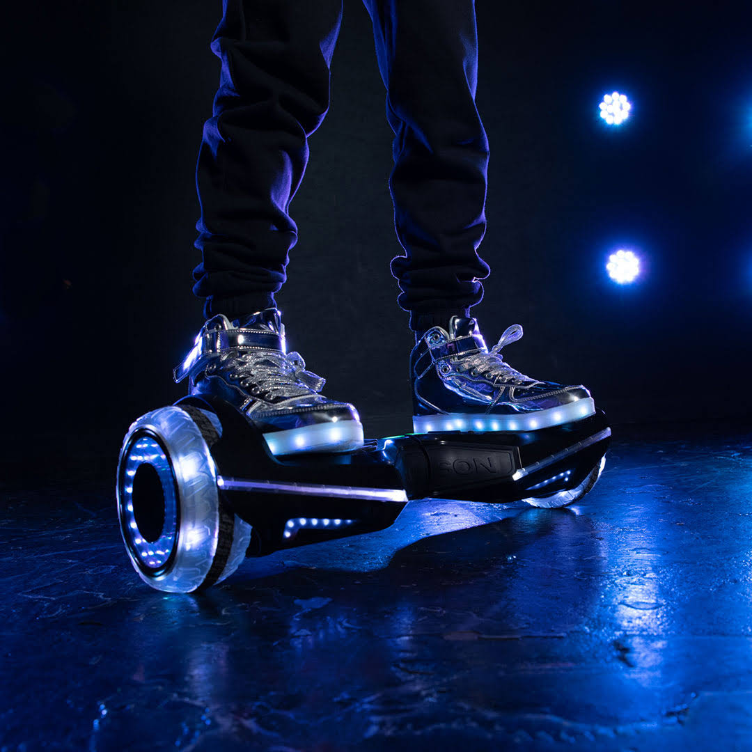 Jetson Rave Extreme-Terrain Hoverboard with Cosmic Light-Up WHEELS.